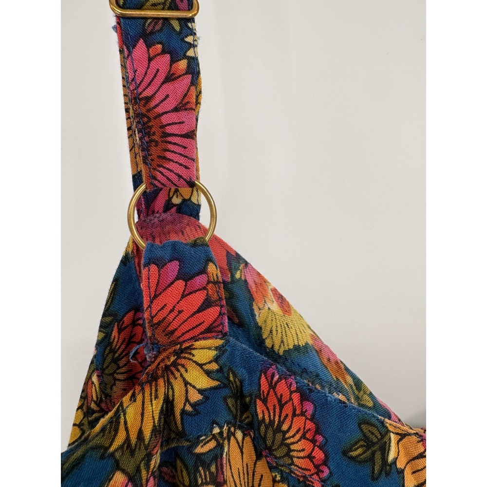 Natural Life Dress Womens M Blue Sunflower Floral Tie Front Midi Boho Rayon - Picture 5 of 10